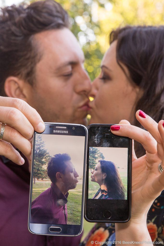 couple photoshoot on their phones