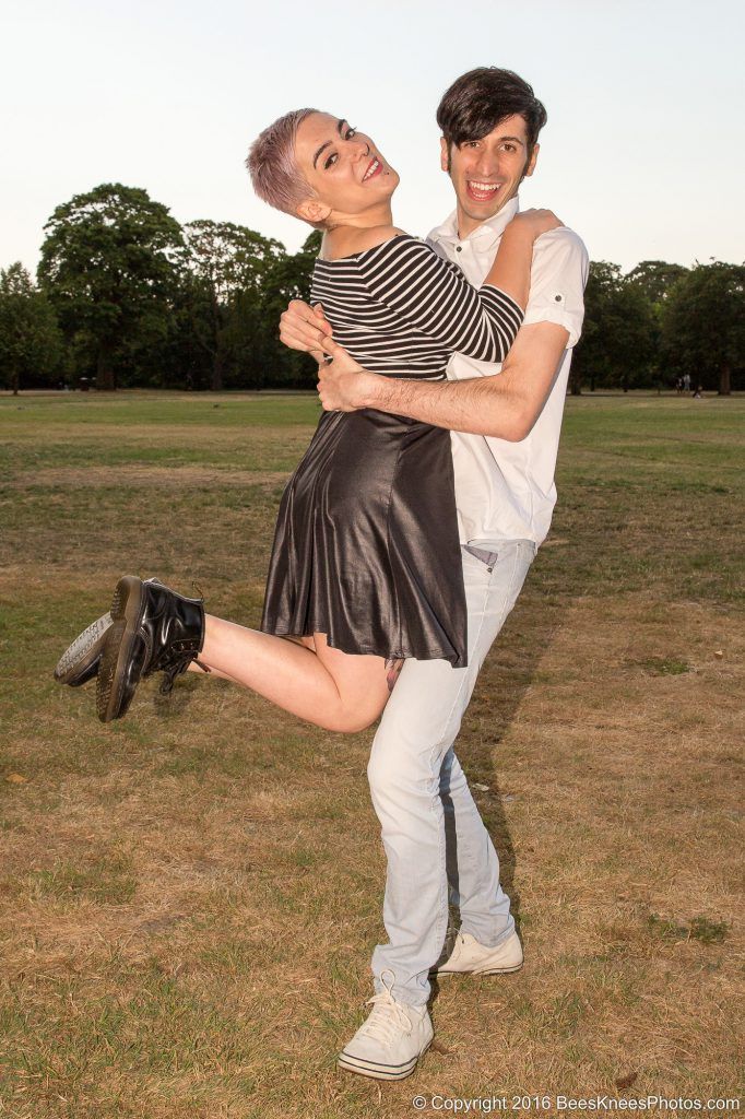 jumping couple having fun