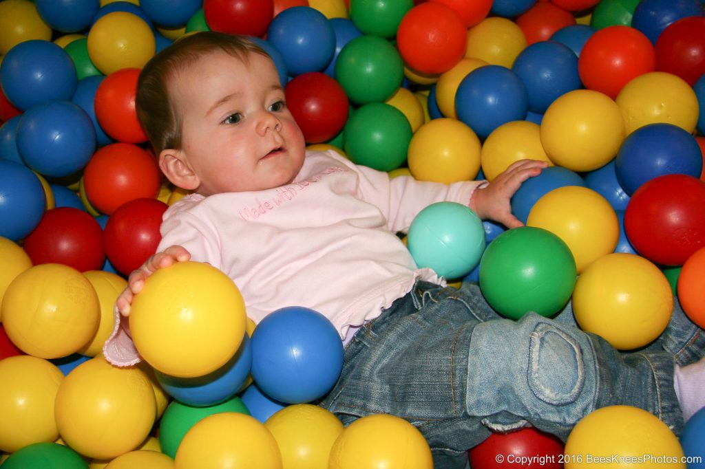 playing in a ball pit