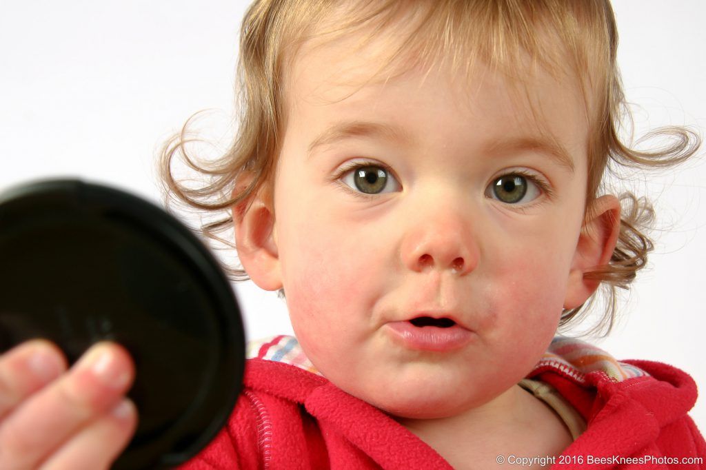 toddler helping in the studio